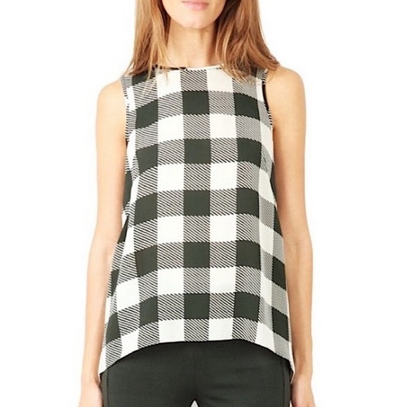 🦴Anthropologie - RAG & BONE Harper Magnified Houndstooth Silk SZ L - Picture 1 of 11